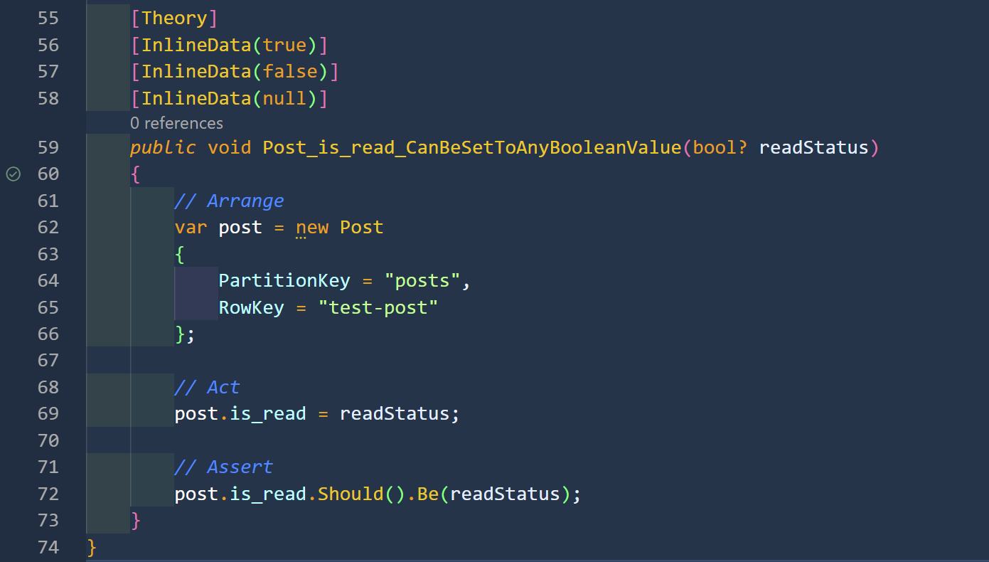 InlineData in the code