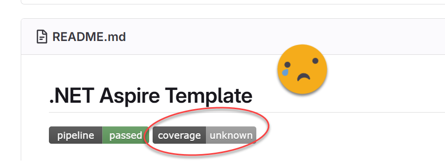Badge sur GitLab montrant couverture inconnue